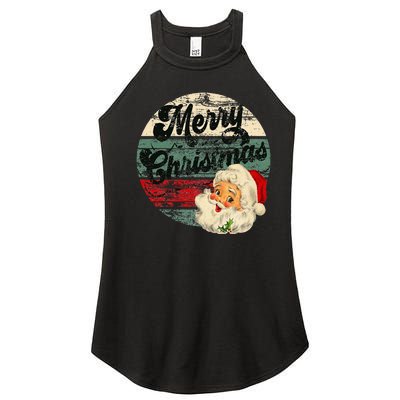 Vintage Santa Claus Merry Christmas Face Old Fashioned Women's Perfect Tri Rocker Tank