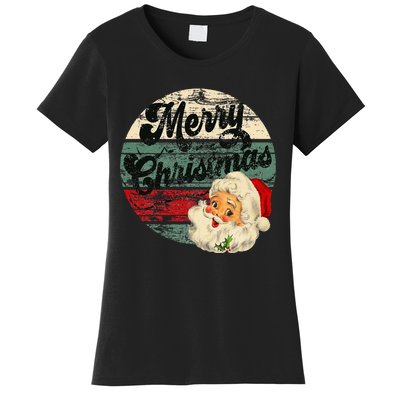 Vintage Santa Claus Merry Christmas Face Old Fashioned Women's T-Shirt