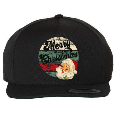 Vintage Santa Claus Merry Christmas Face Old Fashioned Wool Snapback Cap