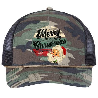 Vintage Santa Claus Merry Christmas Face Old Fashioned Retro Rope Trucker Hat Cap