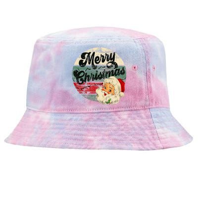 Vintage Santa Claus Merry Christmas Face Old Fashioned Tie-Dyed Bucket Hat