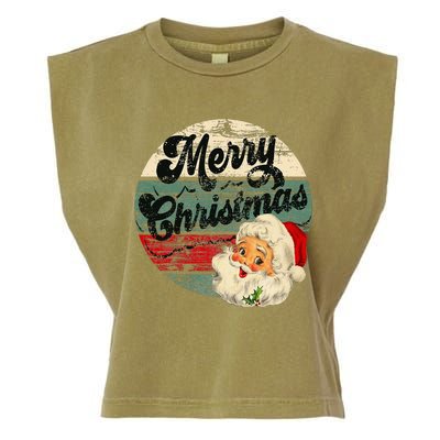 Vintage Santa Claus Merry Christmas Face Old Fashioned Garment-Dyed Women's Muscle Tee