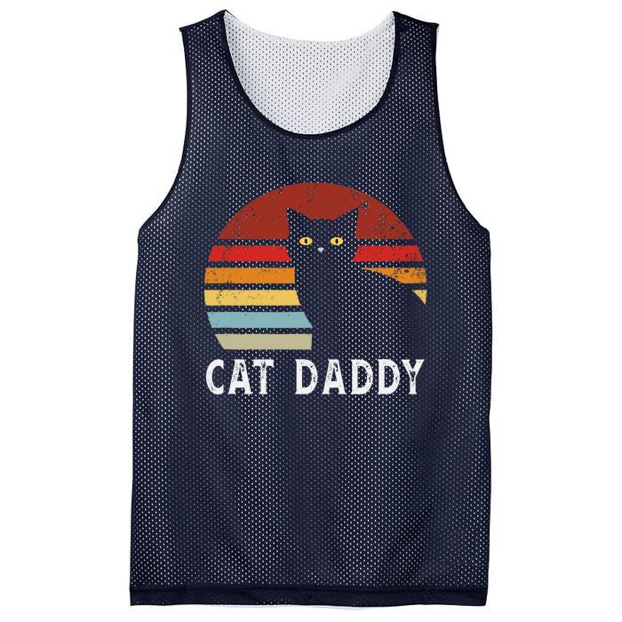 Vintage Sunset Cat Daddy Mommy, Boy Girl Funny Mesh Reversible Basketball Jersey Tank