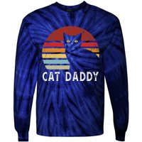 Vintage Sunset Cat Daddy Mommy, Boy Girl Funny Tie-Dye Long Sleeve Shirt