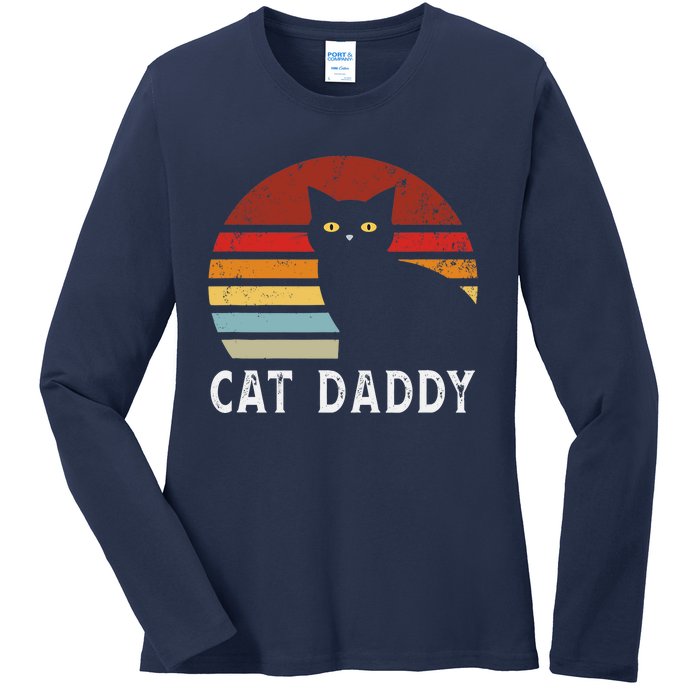 Vintage Sunset Cat Daddy Mommy, Boy Girl Funny Ladies Long Sleeve Shirt