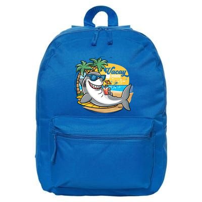 Vacation Summer Cool Shark In The Beach Sweet Vacay Mode Funny Gift 16 in Basic Backpack