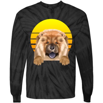 Vintage Sunset Chow Chow Dog Lover Sweatshirt Tie-Dye Long Sleeve Shirt