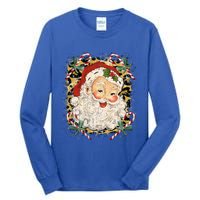 Vintage Santa Claus Leopard Jolly St Nicholas Christmas Joy Gift Tall Long Sleeve T-Shirt