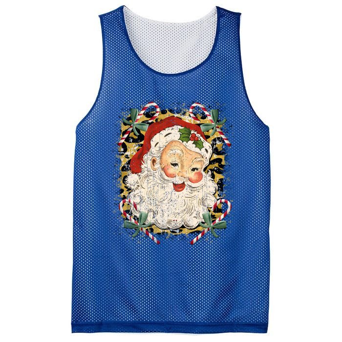 Vintage Santa Claus Leopard Jolly St Nicholas Christmas Joy Gift Mesh Reversible Basketball Jersey Tank