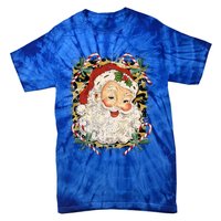 Vintage Santa Claus Leopard Jolly St Nicholas Christmas Joy Gift Tie-Dye T-Shirt