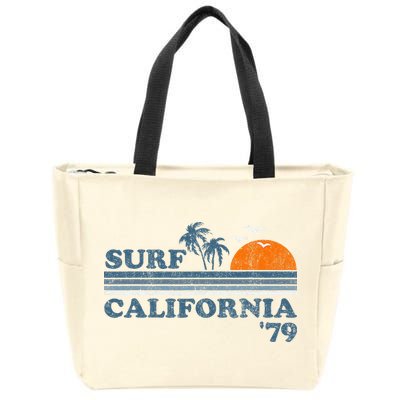 Vintage Surf California Beach Retro Sunset Surf 70S Gift Zip Tote Bag