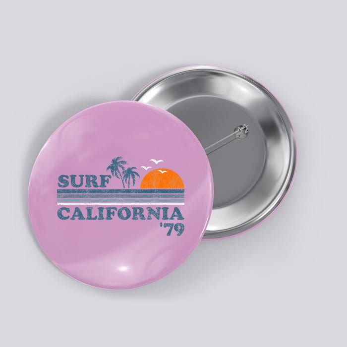 Vintage Surf California Beach Retro Sunset Surf 70S Gift Button
