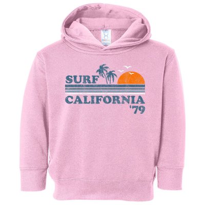 Vintage Surf California Beach Retro Sunset Surf 70S Gift Toddler Hoodie