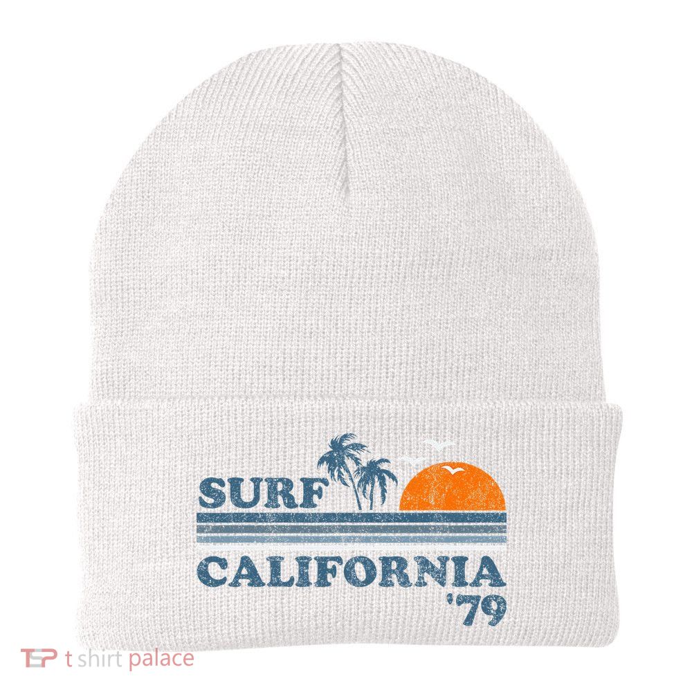 Vintage Surf California Beach Retro Sunset Surf 70S Gift Beanie