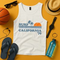 Vintage Surf California Beach Retro Sunset Surf 70S Gift Tank Top