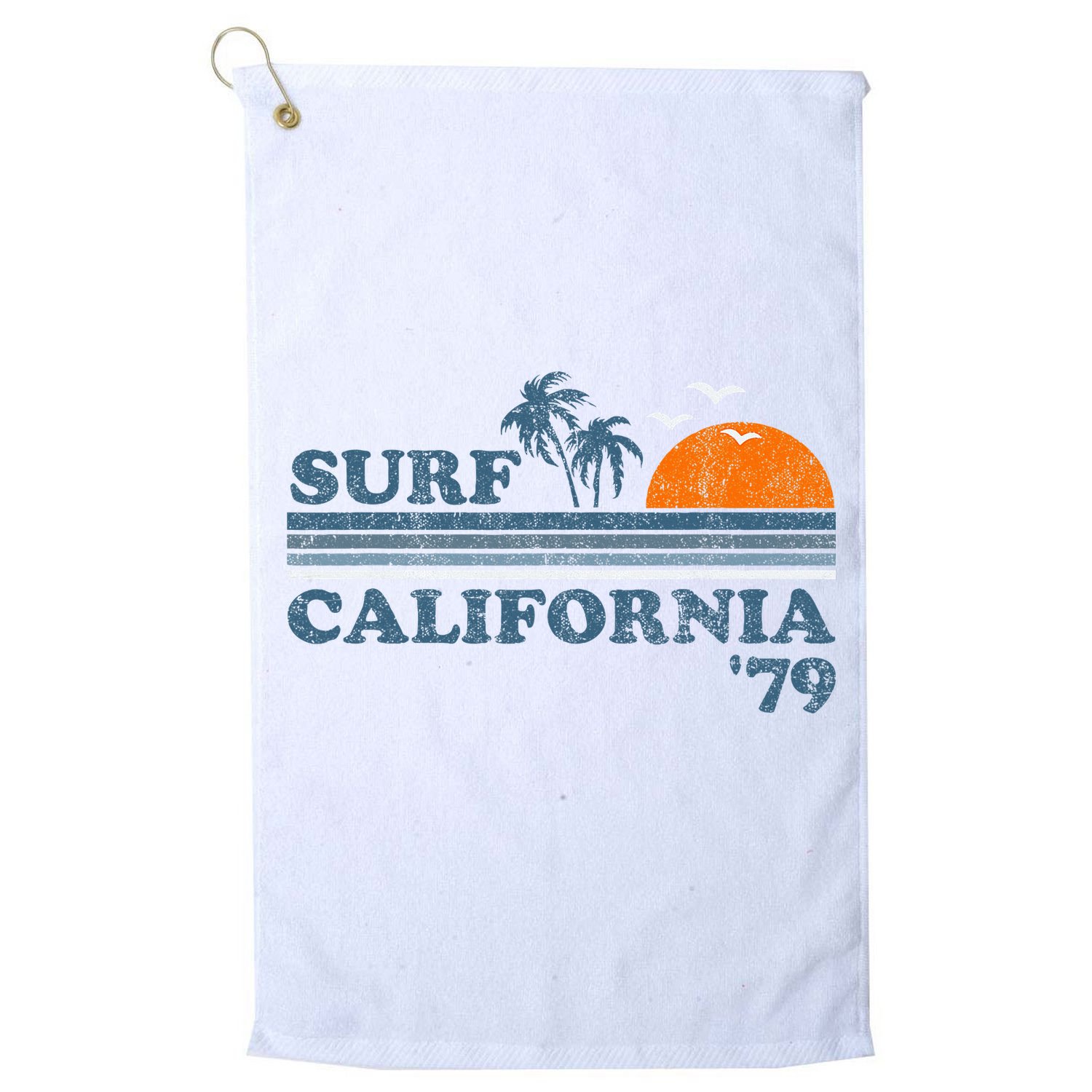 Vintage Surf California Beach Retro Sunset Surf 70S Gift Golf Towel