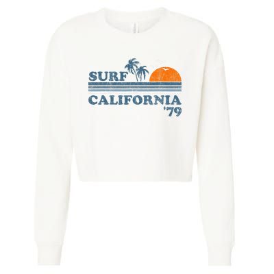 Vintage Surf California Beach Retro Sunset Surf 70S Gift Cropped Pullover Crew
