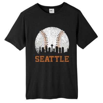 Vintage Seattle Cityscape Baseball Lover Player Tall Fusion ChromaSoft Performance T-Shirt