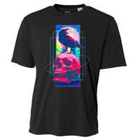 Vaporwave Skull & Crow Halloween Retro Aesthetic Art Cooling Performance Crew T-Shirt