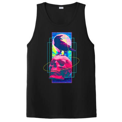 Vaporwave Skull & Crow Halloween Retro Aesthetic Art PosiCharge Competitor Tank