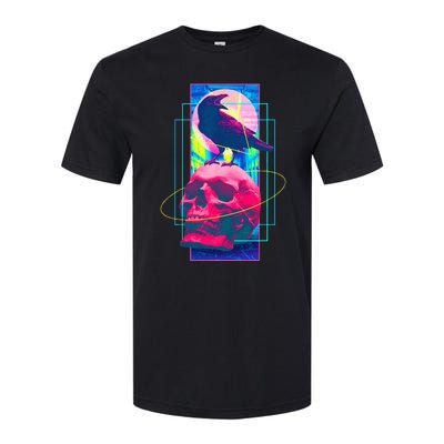 Vaporwave Skull & Crow Halloween Retro Aesthetic Art Softstyle® CVC T-Shirt