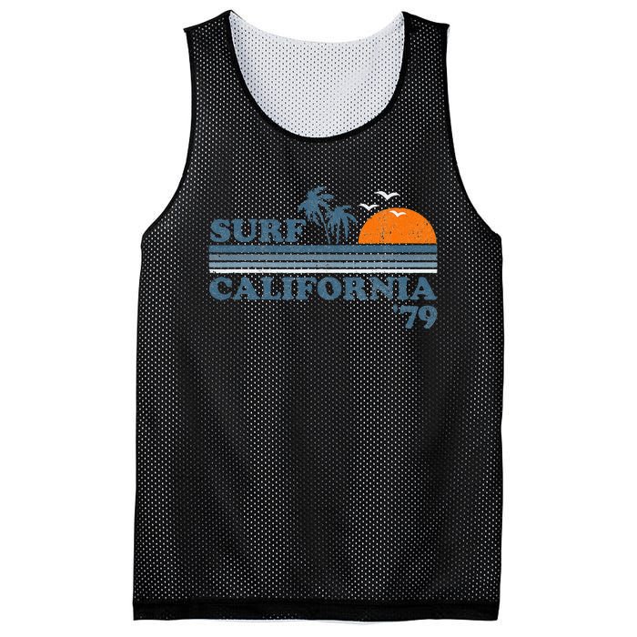 Vintage Surf California Beach Retro Sunset Surf 70s Gift Mesh Reversible Basketball Jersey Tank