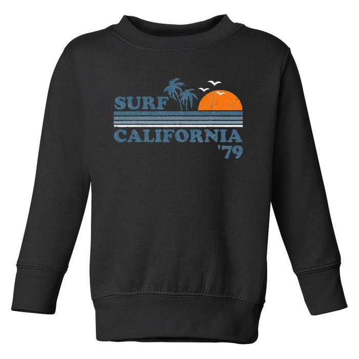 Vintage Surf California Beach Retro Sunset Surf 70s Gift Toddler Sweatshirt