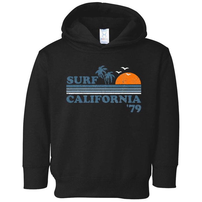 Vintage Surf California Beach Retro Sunset Surf 70s Gift Toddler Hoodie