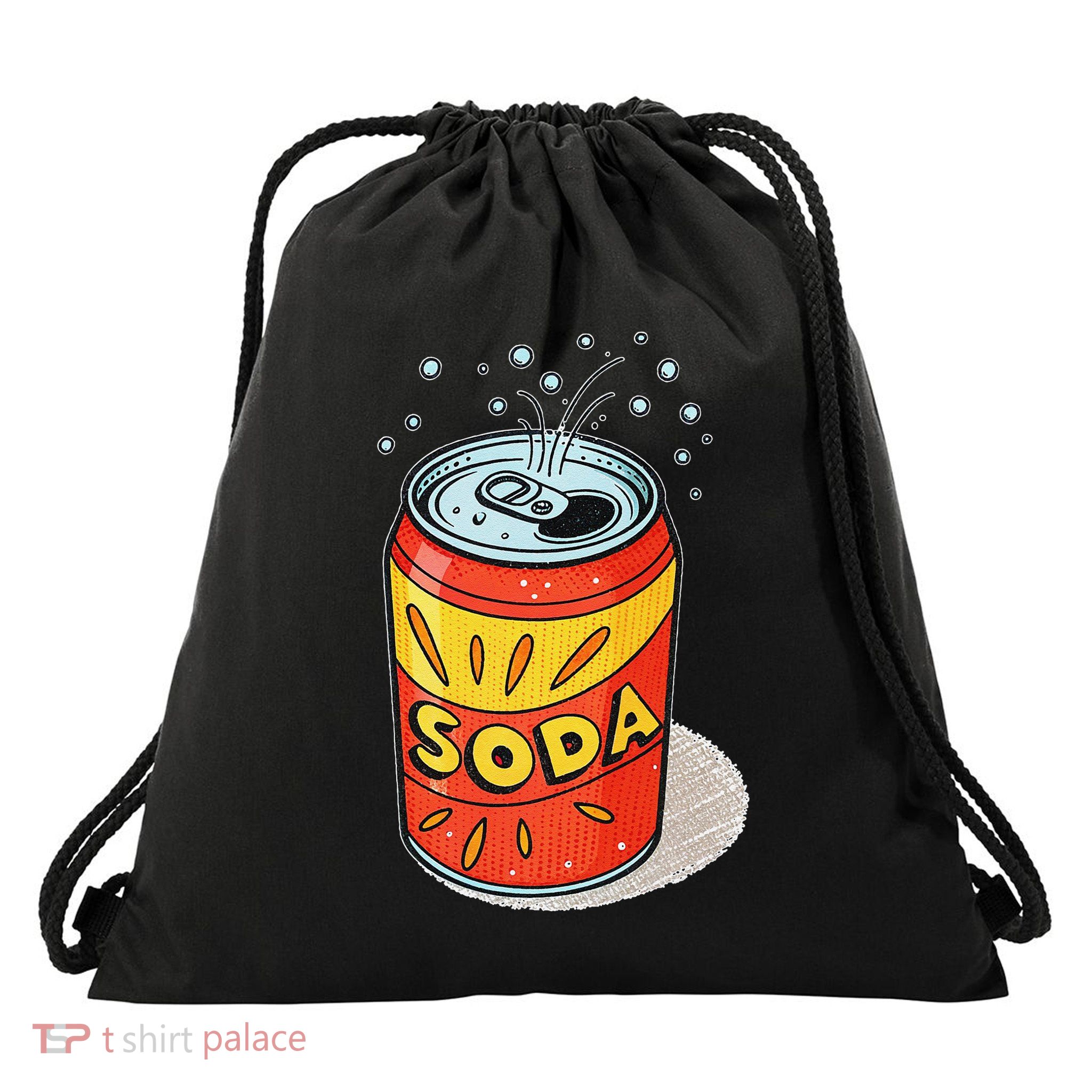 Vibrant Soda Can Pop Art Style Drawstring Bag