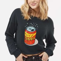 Vibrant Soda Can Pop Art Style Cropped Pullover Crew