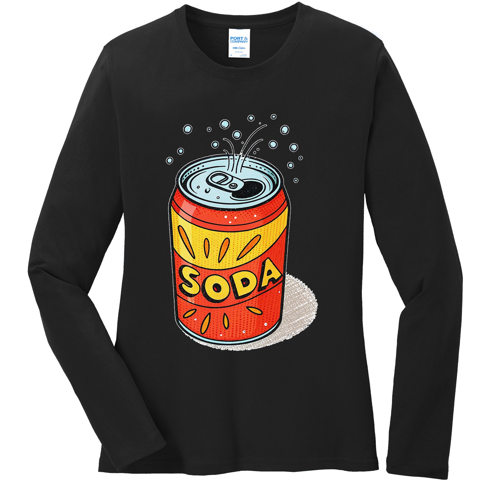 Vibrant Soda Can Pop Art Style Ladies Long Sleeve Shirt