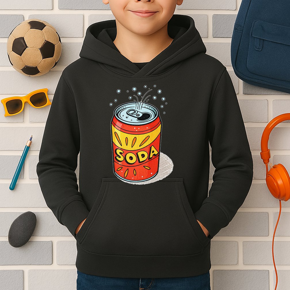 Vibrant Soda Can Pop Art Style Kids Hoodie