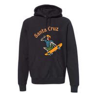 Vintage Santa Cruz California Epic Skeleton Skateboarder Gift Premium Hoodie