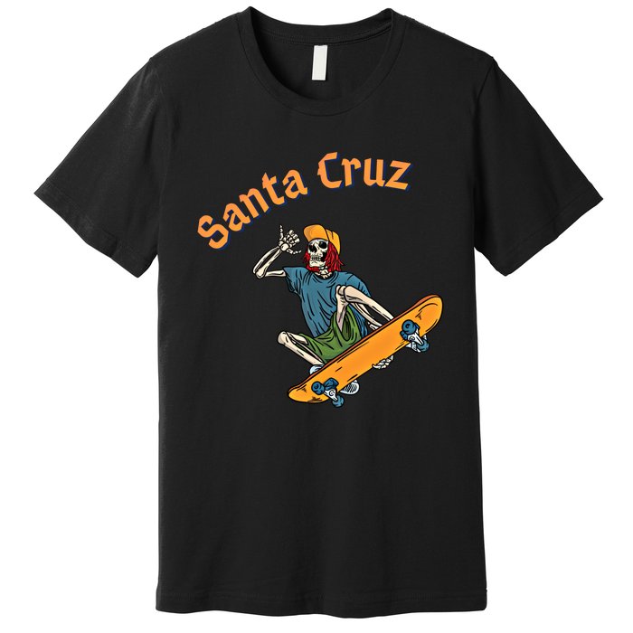 Vintage Santa Cruz California Epic Skeleton Skateboarder Gift Premium T-Shirt