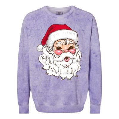 Vintage Santa Claus Head Cute Holiday Season Christmas Gift Funny Gift Colorblast Crewneck Sweatshirt