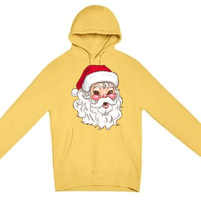 Vintage Santa Claus Head Cute Holiday Season Christmas Gift Funny Gift Premium Pullover Hoodie