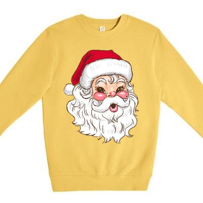 Vintage Santa Claus Head Cute Holiday Season Christmas Gift Funny Gift Premium Crewneck Sweatshirt