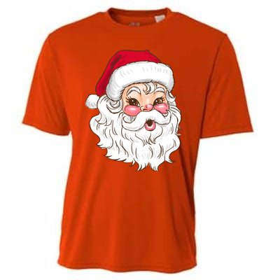 Vintage Santa Claus Head Cute Holiday Season Christmas Gift Funny Gift Cooling Performance Crew T-Shirt