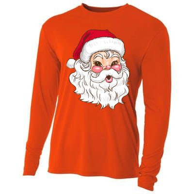 Vintage Santa Claus Head Cute Holiday Season Christmas Gift Funny Gift Cooling Performance Long Sleeve Crew