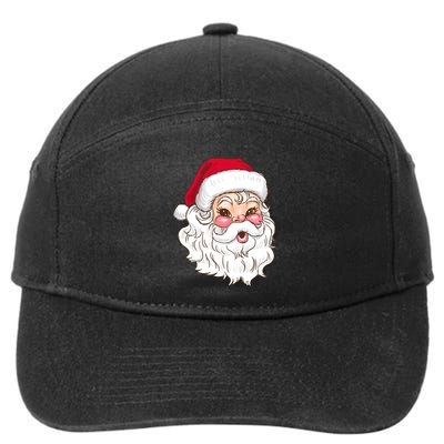 Vintage Santa Claus Head Cute Holiday Season Christmas Gift Funny Gift 7-Panel Snapback Hat