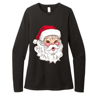 Vintage Santa Claus Head Cute Holiday Season Christmas Gift Funny Gift Womens CVC Long Sleeve Shirt