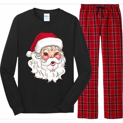 Vintage Santa Claus Head Cute Holiday Season Christmas Gift Funny Gift Long Sleeve Pajama Set