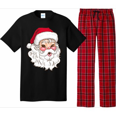 Vintage Santa Claus Head Cute Holiday Season Christmas Gift Funny Gift Pajama Set