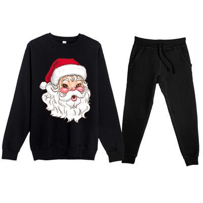 Vintage Santa Claus Head Cute Holiday Season Christmas Gift Funny Gift Premium Crewneck Sweatsuit Set