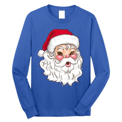 Vintage Santa Claus Head Cute Holiday Season Christmas Gift Funny Gift Long Sleeve Shirt