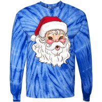 Vintage Santa Claus Head Cute Holiday Season Christmas Gift Funny Gift Tie-Dye Long Sleeve Shirt