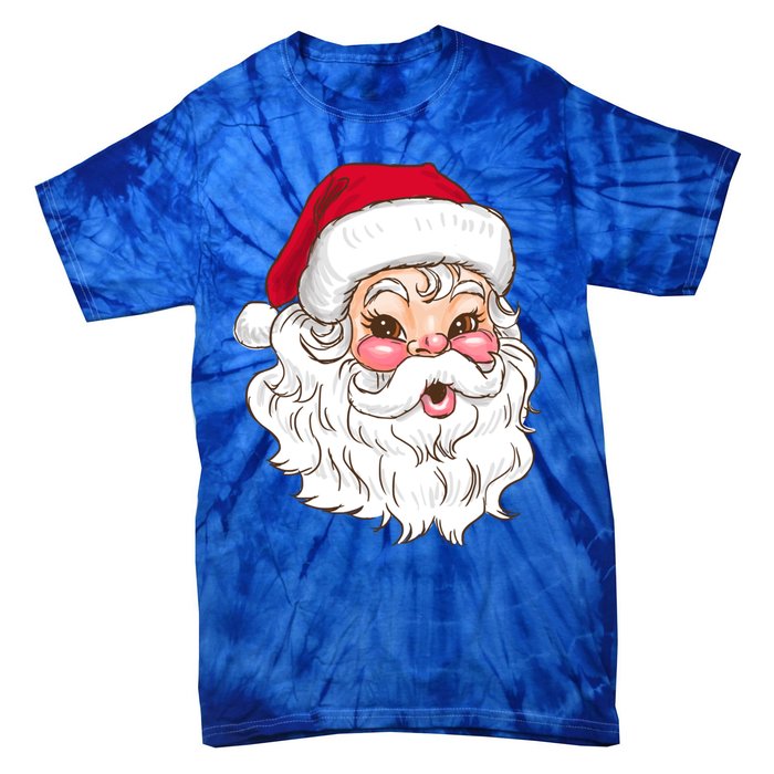 Vintage Santa Claus Head Cute Holiday Season Christmas Gift Funny Gift Tie-Dye T-Shirt