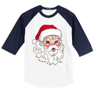 Vintage Santa Claus Head Cute Holiday Season Christmas Gift Funny Gift Baseball Sleeve Shirt