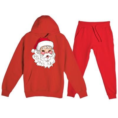 Vintage Santa Claus Head Cute Holiday Season Christmas Gift Funny Gift Premium Hooded Sweatsuit Set