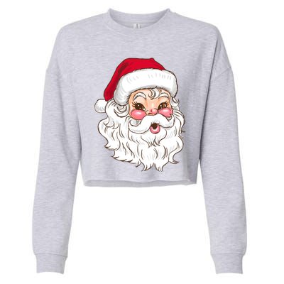 Vintage Santa Claus Head Cute Holiday Season Christmas Gift Funny Gift Cropped Pullover Crew